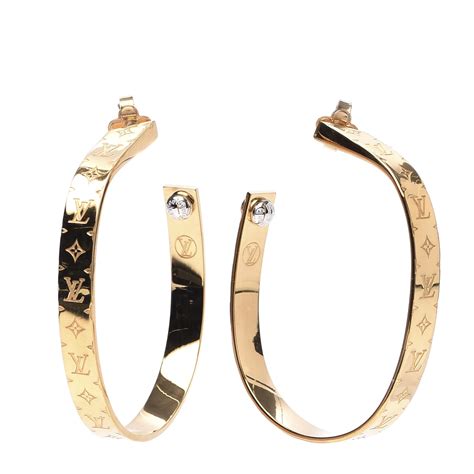 gold louis vuitton hoop earrings|Louis Vuitton nanogram earrings.